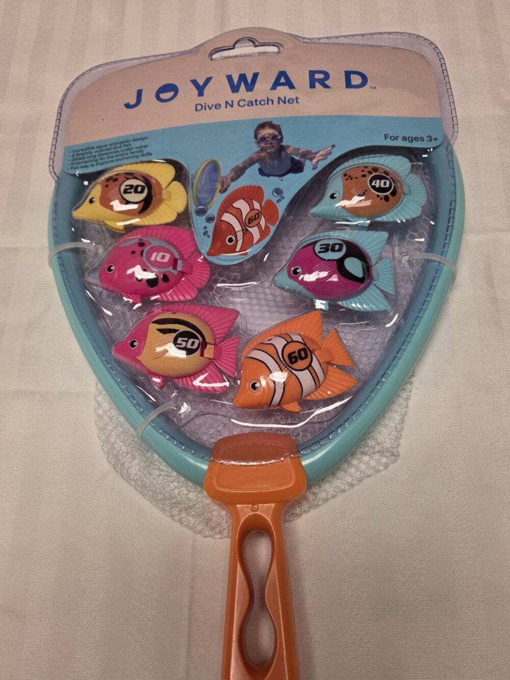 JOYWARD Dive N Catch Net Kids Pool Toy Set w/ 6 Sinking Fish | NEW Ages 3+